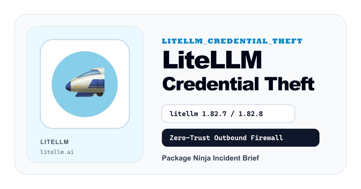 LiteLLM logo intelligence briefing card for credential exfiltration.